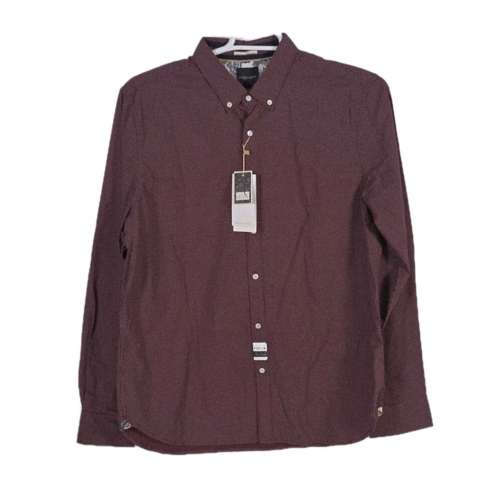 Denim & Flower Men’s XL Maroon Red Polka Dot Long Sleeve Button‎ Up Shirt NWT